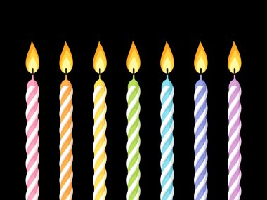 Colorful birthday candles. Vector illustration. clipart