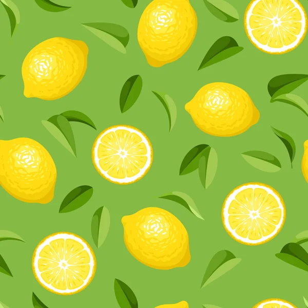 Nahtloser Hintergrund mit Zitronen. Vektorillustration. — Stockvektor