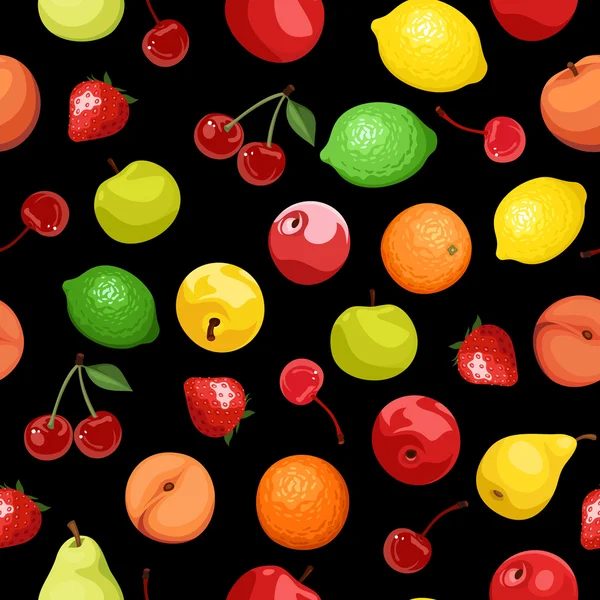 Fondo sin costuras con varias frutas. Ilustración vectorial . Ilustraciones De Stock Sin Royalties Gratis