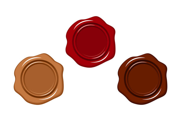 Three wax seals. Vector illustration.