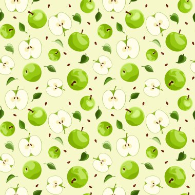 elma ve yaprakları ile sorunsuz geçmiş. vektör çizim.