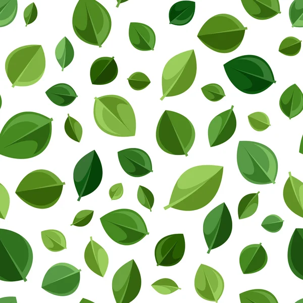 Nahtloser Hintergrund mit grünen Blättern. Vektorillustration. — Stockvektor