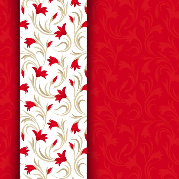 Carton rouge vectoriel avec motif floral . — Image vectorielle