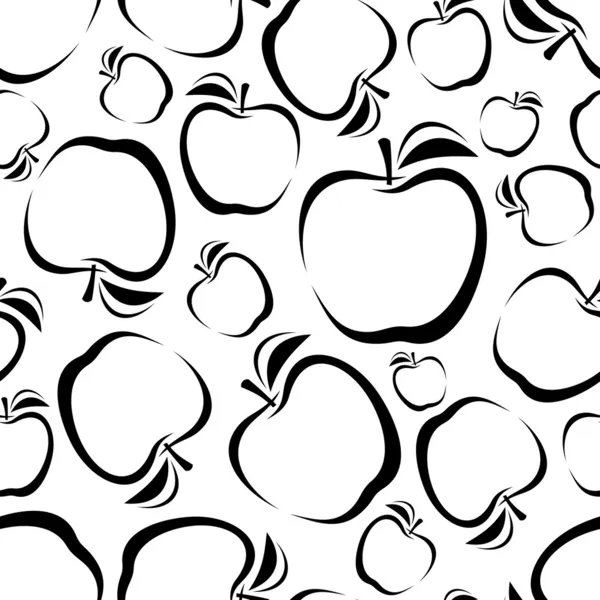 Bezszwowe tło z sylwetkami jabłek. Ilustracja wektorowa. — Wektor stockowy
