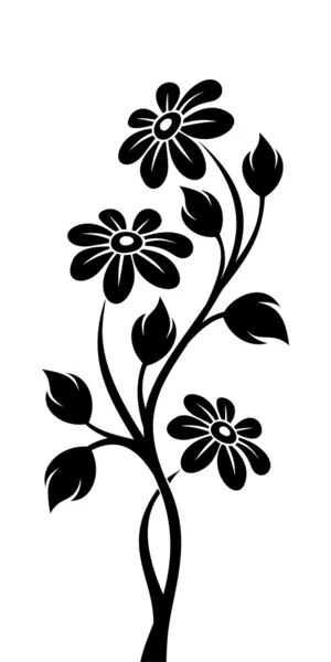 Silueta negra de rama con flores. Ilustración vectorial . Ilustración De Stock