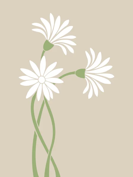White flowers silhouettes. Vector illustration. — Wektor stockowy