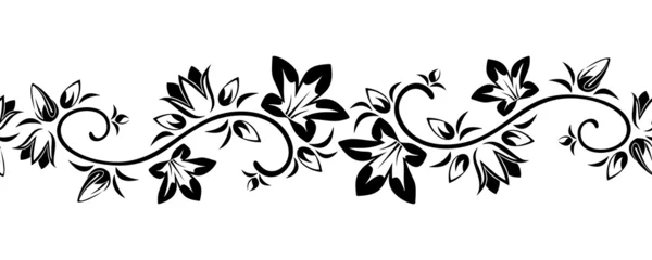 Viñeta horizontal sin costuras con flores. Ilustración vectorial . — Archivo Imágenes Vectoriales