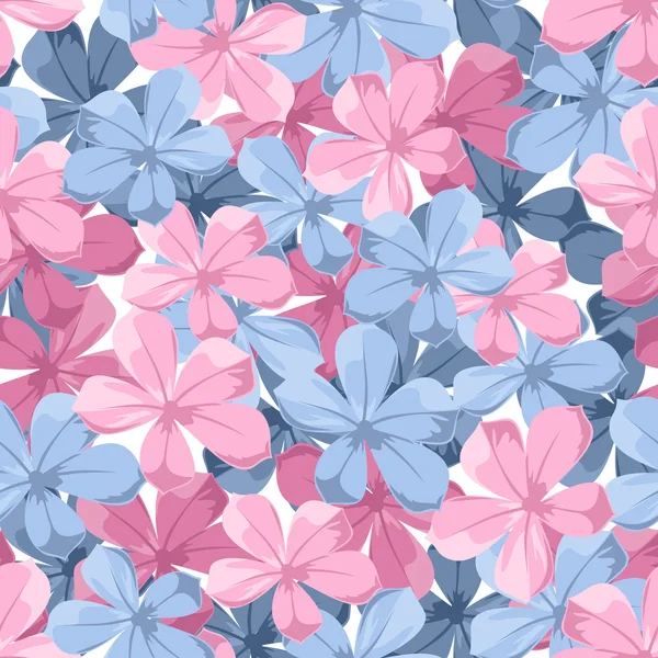 Fondo sin costuras con flores azules y rosas. Ilustración vectorial . — Archivo Imágenes Vectoriales