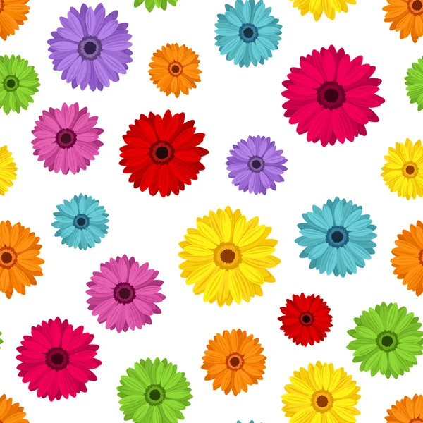 Fondo sin costuras con gerberas de colores. Ilustración vectorial . — Vector de stock