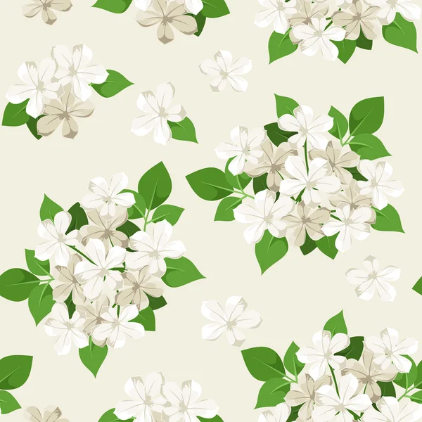 Bezešvé vzory s bílými květy. Vektorová ilustrace. — Stockový vektor