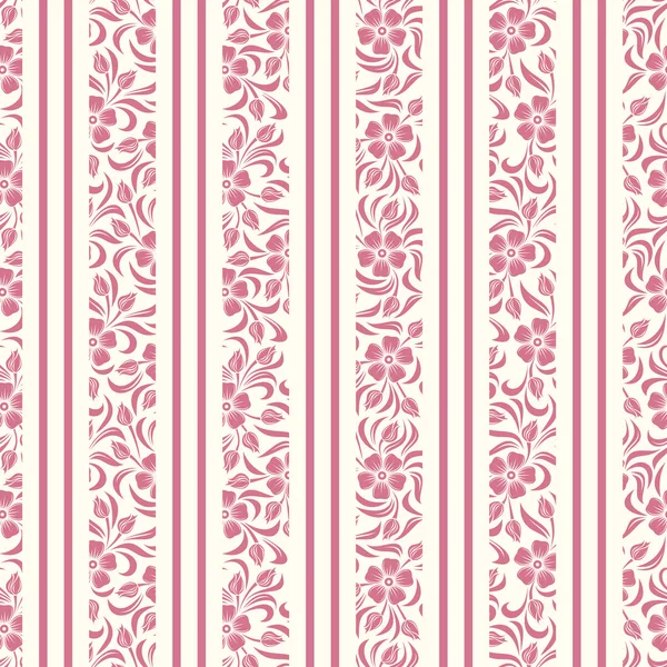 Fundo sem costura com padrão floral e listras. Ilustração vetorial . — Vetor de Stock