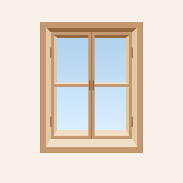 Wooden closed window. Vector illustration.