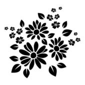 Černá silueta květin. Vektorová ilustrace.