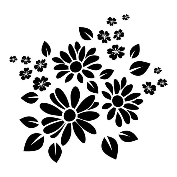 Silueta negra de flores. Ilustración vectorial. — Archivo Imágenes Vectoriales