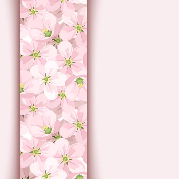 Pink card with apple flowers. Vector illustration. — Διανυσματικό Αρχείο