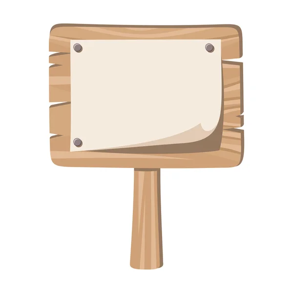 Signo de madera con papel clavado. Ilustración vectorial . — Vector de stock