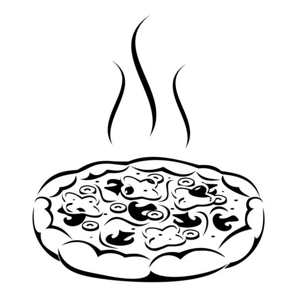 Une pizza. Silhouette vectorielle noire . — Image vectorielle