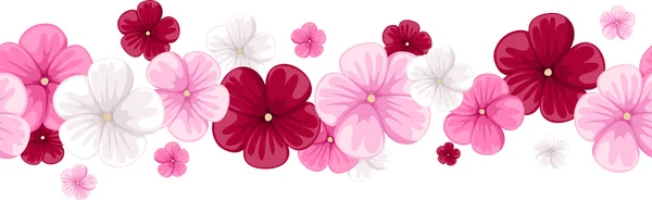 Horizontal seamless background with mallow flowers. Vector illustration. — Stock Vector