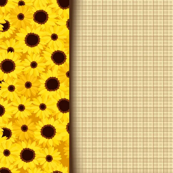 Carta vettoriale con girasoli e sacco beige . — Vettoriale Stock