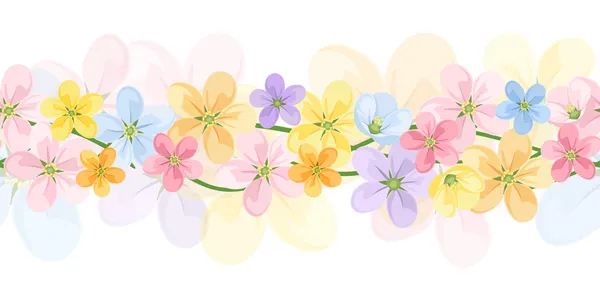 Horizontale nahtlose Hintergrund mit bunten Blumen. Vektor eps-10. — Stockvektor