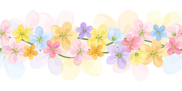 Fondo horizontal sin costuras con flores de colores. Vector EPS-10 . — Archivo Imágenes Vectoriales