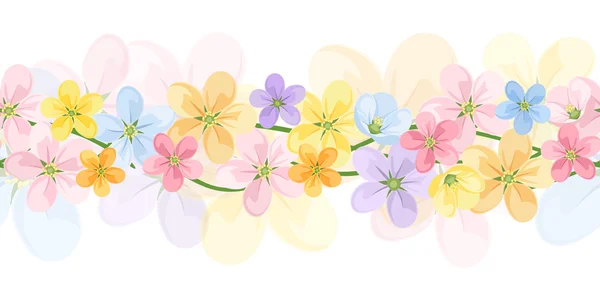 Fondo horizontal sin costuras con flores de colores. Vector EPS-10 . Ilustración De Stock