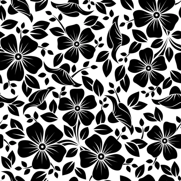 Seamless pattern with flowers and leaves. Vector illustration. — Stock Vector