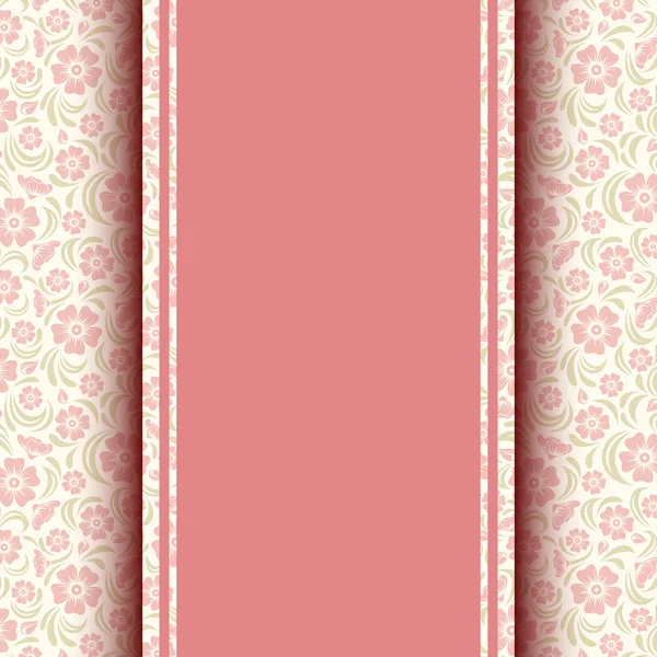 Διάνυσμα ροζ κάρτα με άνθη μοτίβο. — Διανυσματικό Αρχείο