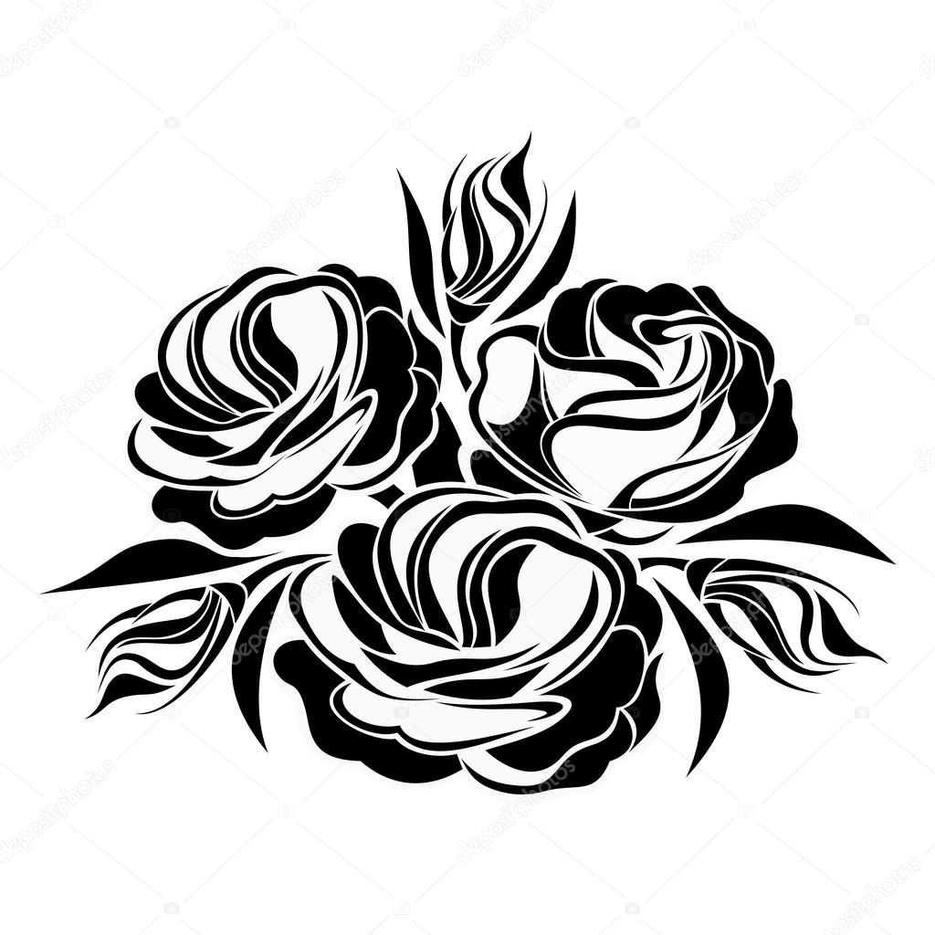 Black silhouette of lisianthus flowers. Vector illustration. — Stock ...