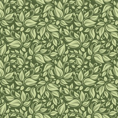 Dikişsiz çiçek yeşil desenli. vektör çizim.