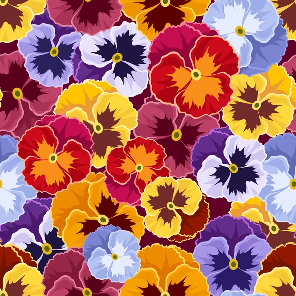 Modello senza soluzione di continuità con fiori colorati pansy. Illustrazione vettoriale . — Vettoriale Stock