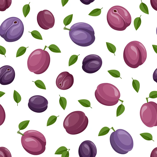 Fond sans couture avec des prunes. Illustration vectorielle . — Image vectorielle