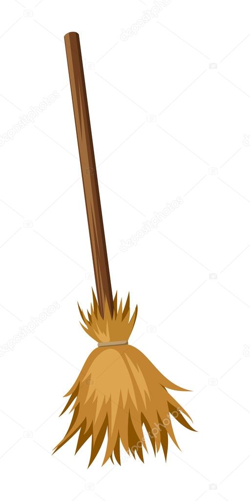 Old broom. Vector illustration.