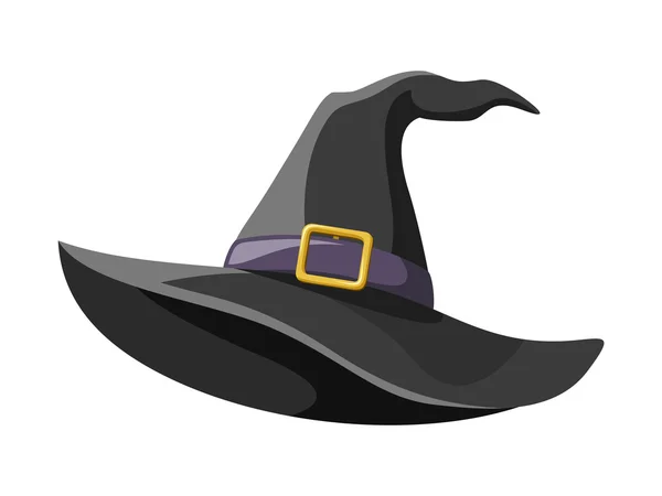 Black witches hat. Vector illustration. — Stock Vector