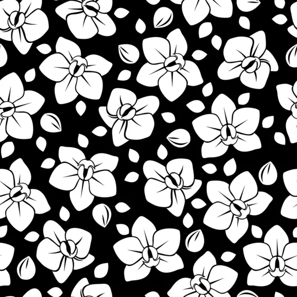 Patrón sin costura con flores de orquídea. Ilustración vectorial . — Vector de stock