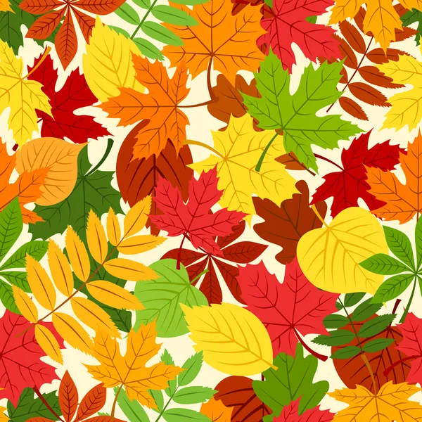 Zökkenőmentes minta színes őszi levelekkel. Vektorillusztráció. — Stock Vector