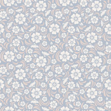Dikişsiz, vintage, çiçek desenli. vektör çizim.