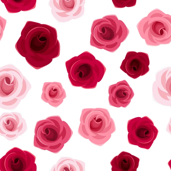 Nahtloser Hintergrund mit roten und rosa Rosen. Vektorillustration. — Stockvektor