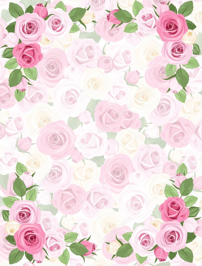 Background with roses pattern. Vector EPS-10.