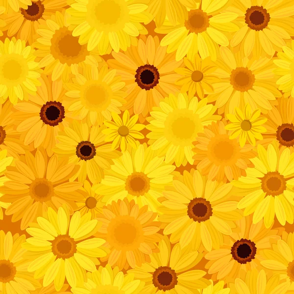 Nahtloser Hintergrund mit gelben Blumen. Vektorillustration. — Stockvektor