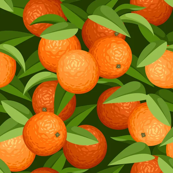 Problemfri baggrund med appelsiner og blade. Vektorillustration . – Stock-vektor