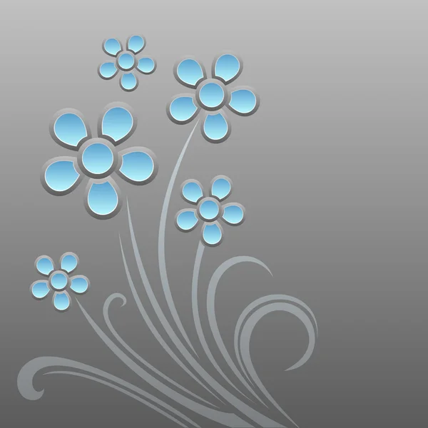 Fondo abstracto con flores azules. Ilustración vectorial . — Archivo Imágenes Vectoriales