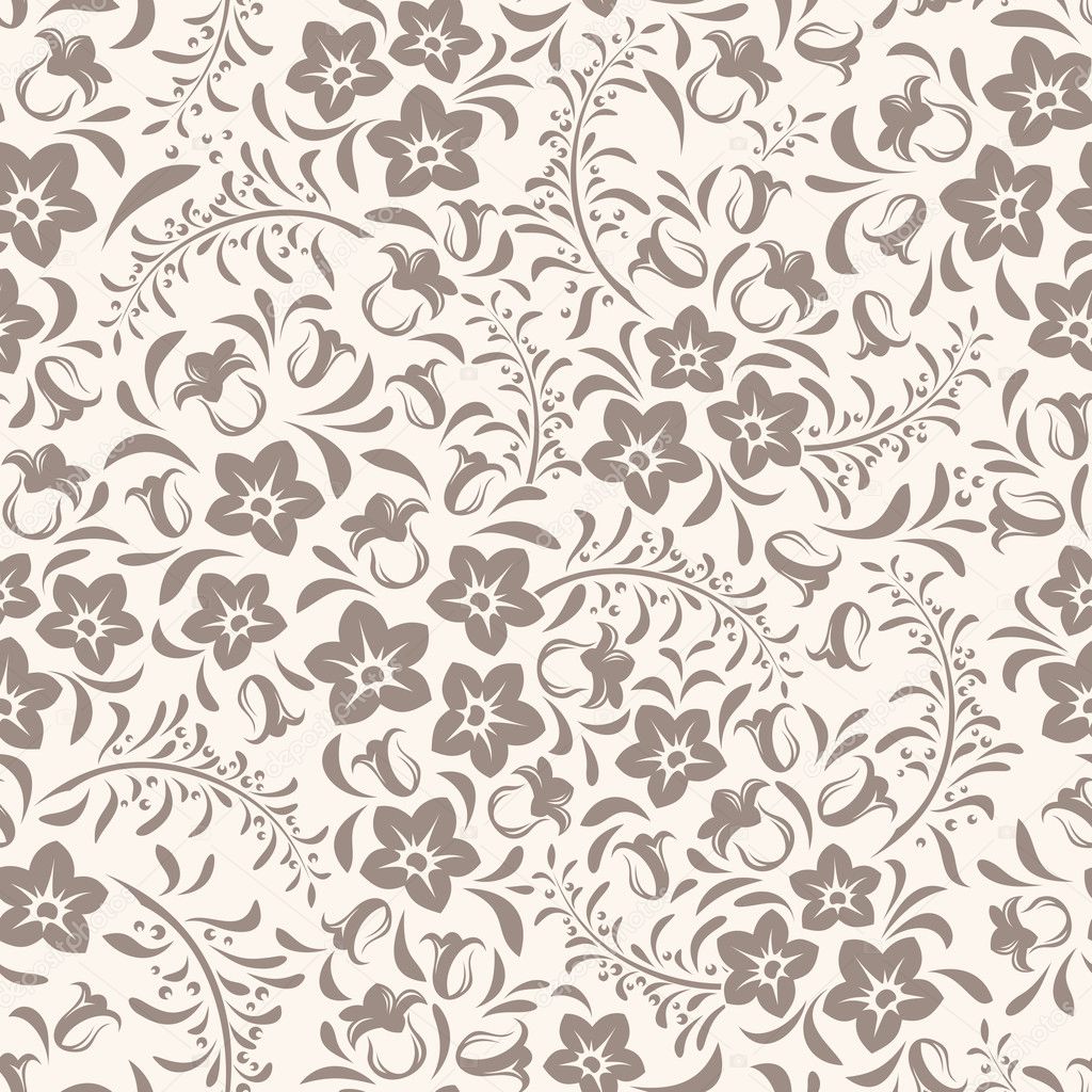 Vector seamless vintage beige floral pattern.