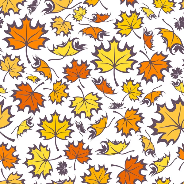 Patrón sin costuras con hojas de arce de otoño. Ilustración vectorial. — Vector de stock
