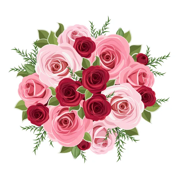 Bouquet di rose. Illustrazione vettoriale . — Vettoriale Stock