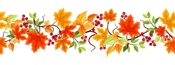 Horizontale naadloze achtergrond met herfst bladeren. vectorillustratie. — Stockvector