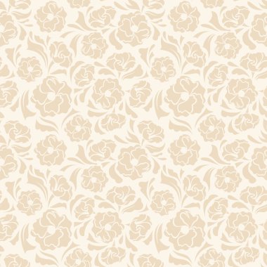 Dikişsiz, bej, çiçek desenli. vektör çizim.