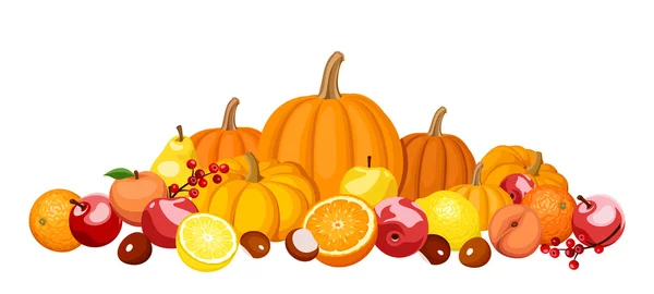 Autumn fruits and vegetables. Vector illustration. — Stock Vector