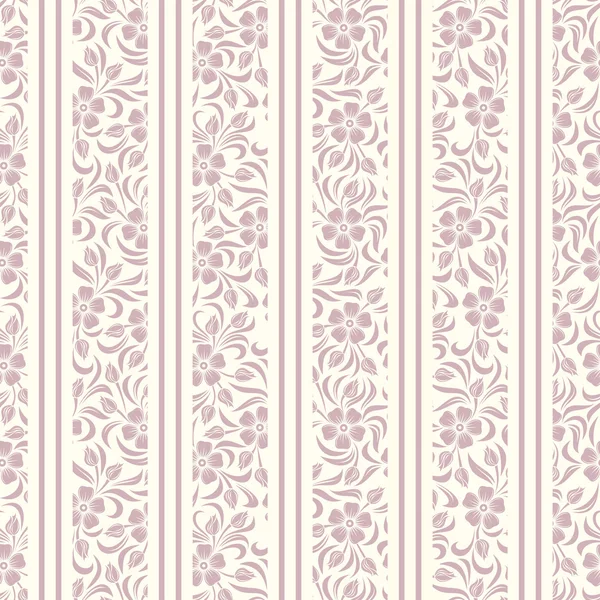 Nahtloser Hintergrund mit floralem Muster und Streifen. Vektorillustration. — Stockvektor