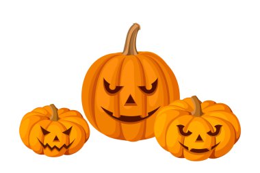Üç halloween pumpkins (jack-o-fener). vektör çizim.